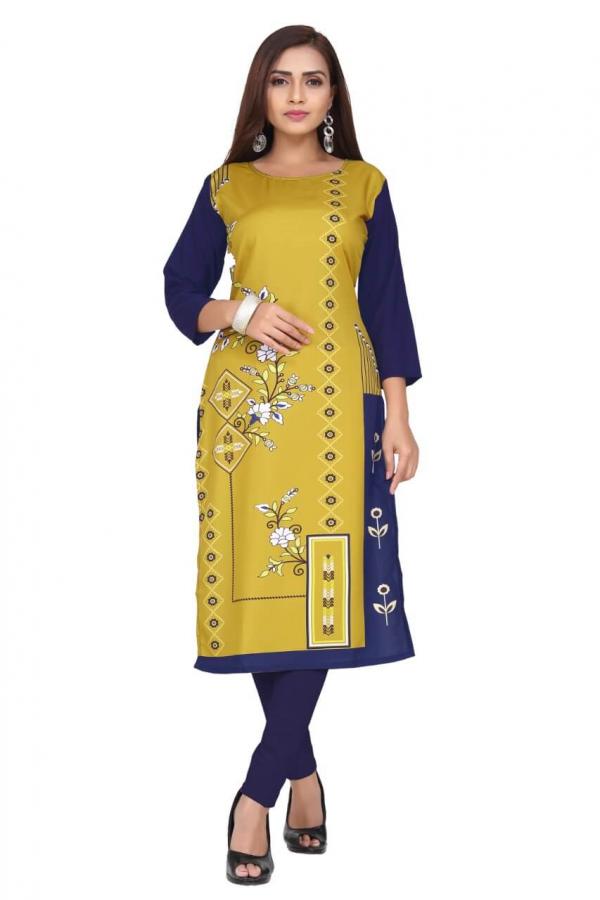 Crepe 5 Fancy Crepe Printed Kurti Catalogue